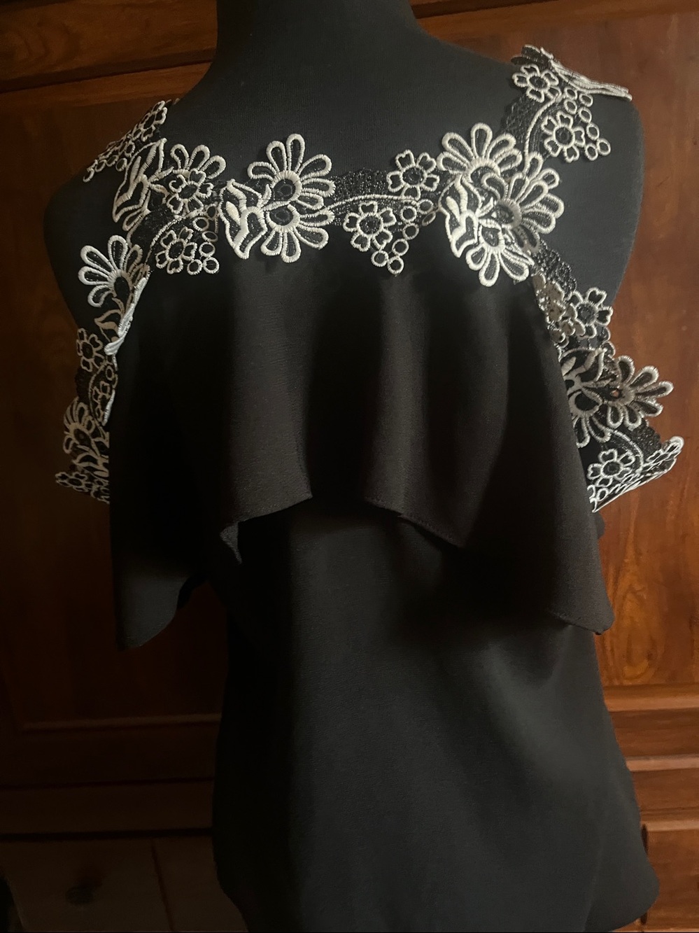 Black Lace-Trim Halter Top - Unbranded